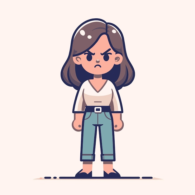 Vector ilustración de una mujer de pie con una expresión de disgusto