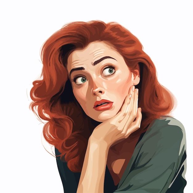 Vector ilustración de una mujer poniendo su mano en su cara.