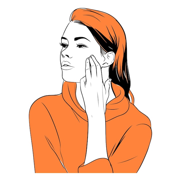 Ilustración de una mujer que sufre de dolor de dientes