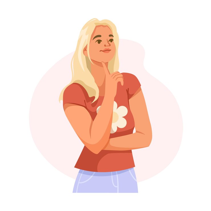 Vector ilustración de una mujer rubia en una postura reflexiva estilo vectorial en un fondo claro concepto de contemplación ilustración vectorial