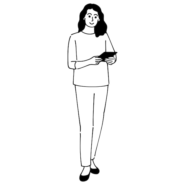 Ilustración de mujer con tableta digital