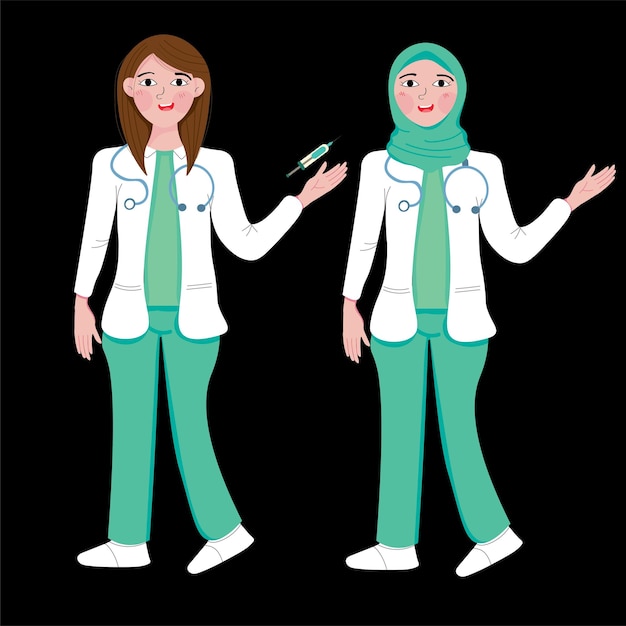 Vector ilustración de mujeres doctores