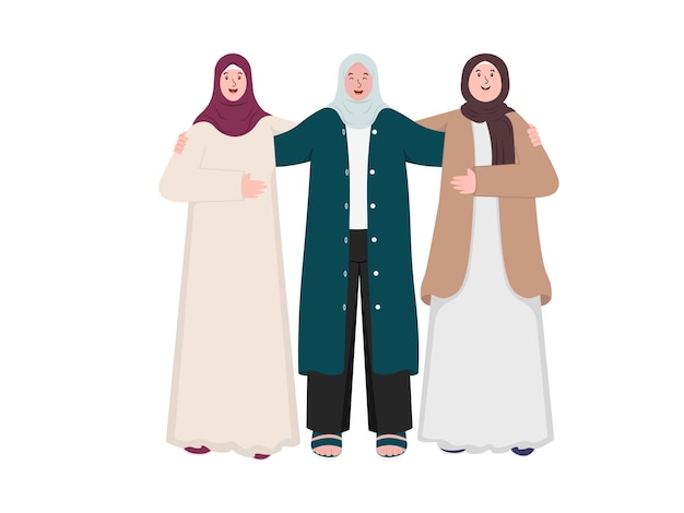Ilustración de mujeres musulmanas abrazándose