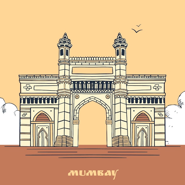 Vector ilustración de mumbai dibujado a mano