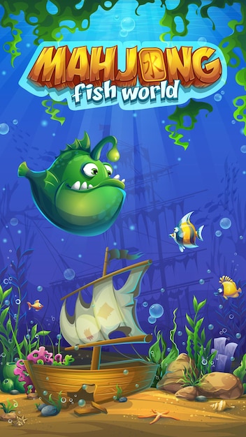 Ilustración del mundo de los peces Mahjong
