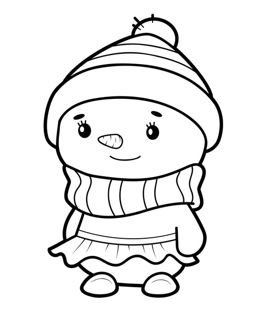 Vector ilustración de muñeco de nieve para colorear