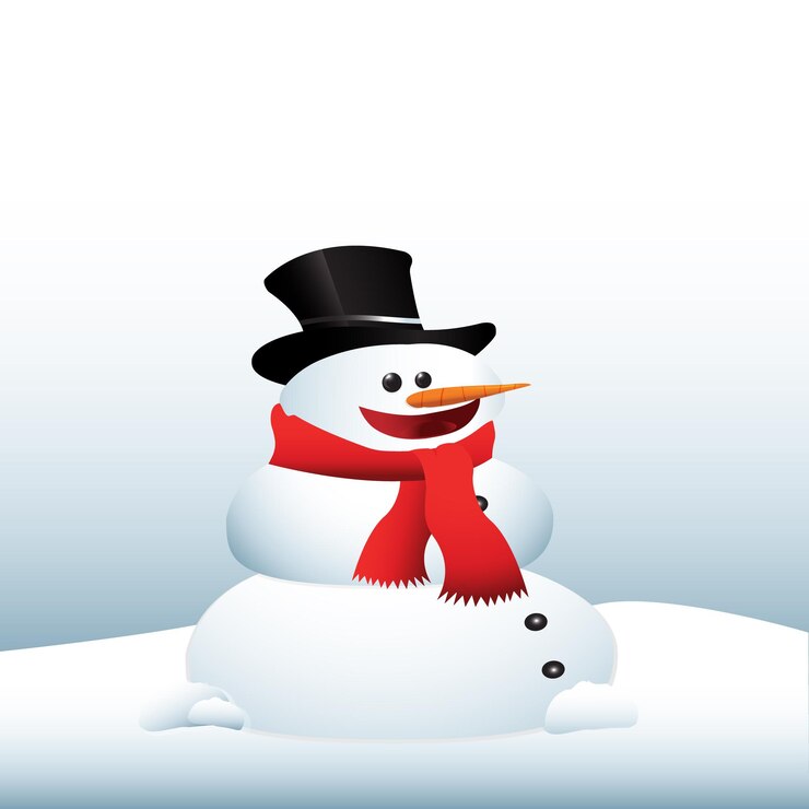 Vector ilustración de muñeco de nieve con sombrero y bufanda