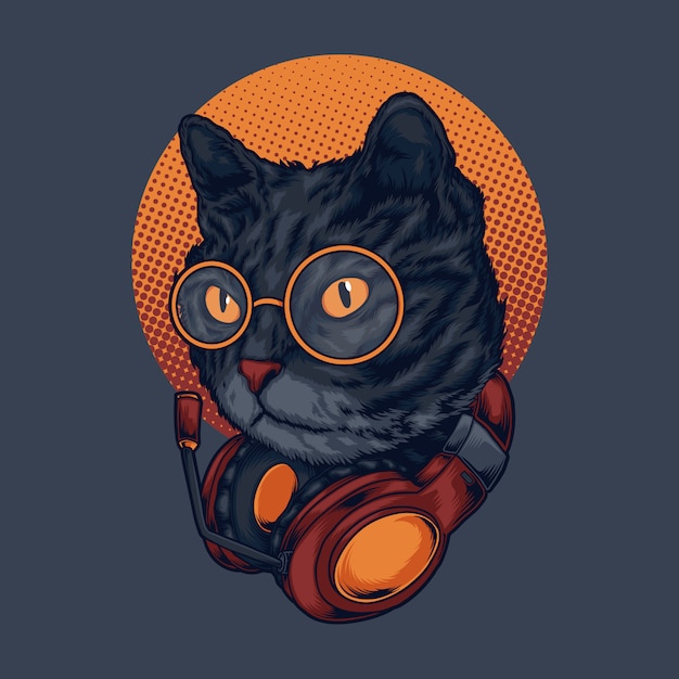 Vector ilustración de música de gato