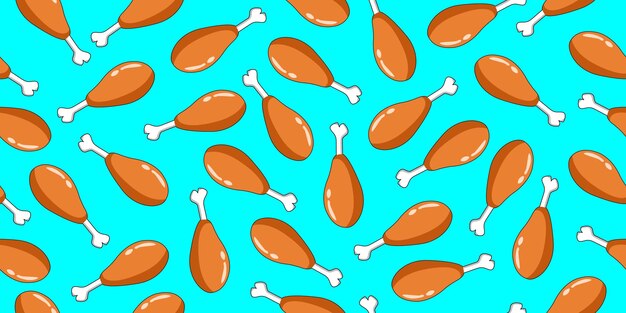 Ilustración de muslo de pollo en fondo azul