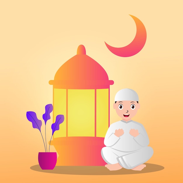 Ilustración de un musulmán rezando musulmanes que rezan durante el ramadán