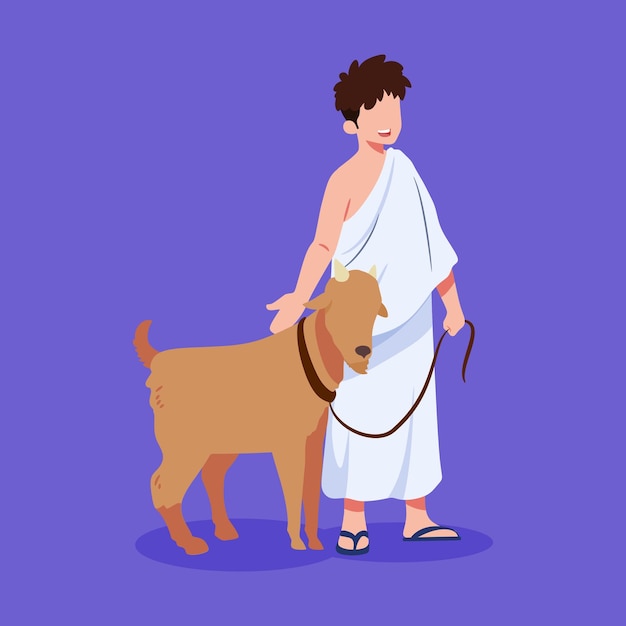 Vector ilustración de musulmanes que llevan animales de sacrificio