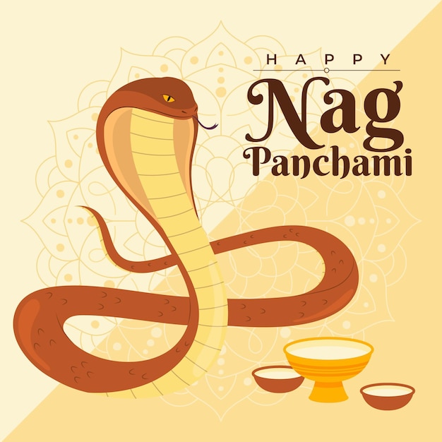 Vector ilustración de nag panchami feliz