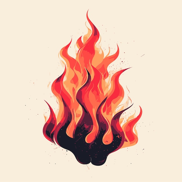 Vector una ilustración de naranjas rojas y llamas amarillas fuego de campamento incendio forestal