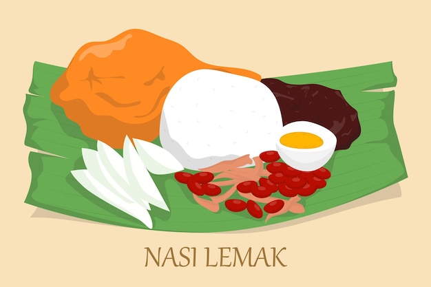 Ilustración de nasi lemak en diseño vectorial