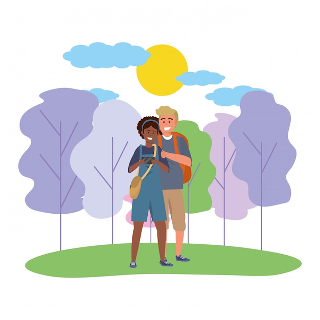 Ilustración de naturaleza milenaria pareja fecha