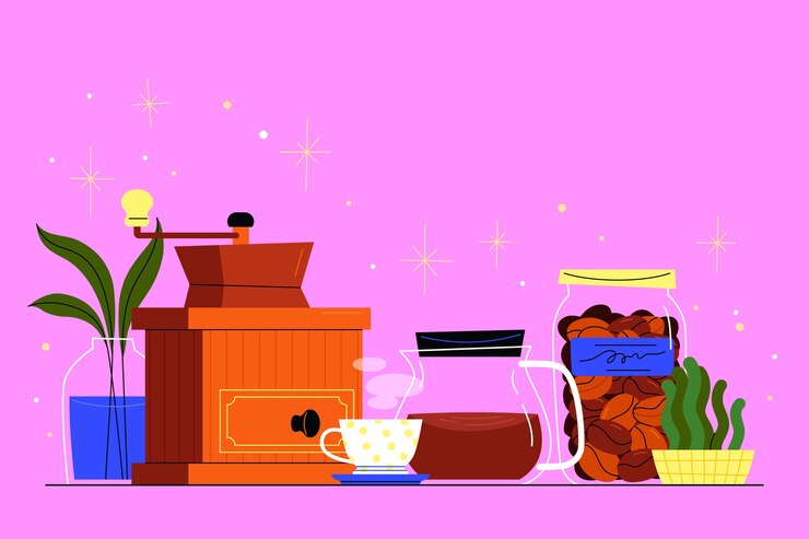 Ilustración de naturaleza muerta con tema de café