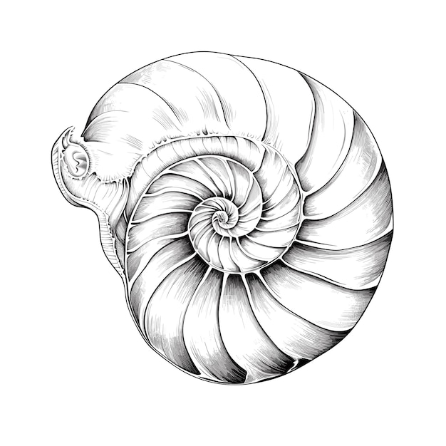 Ilustración del nautilus dibujada a mano