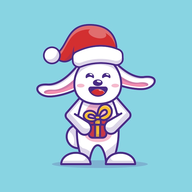 Ilustración de navidad de conejo divertido