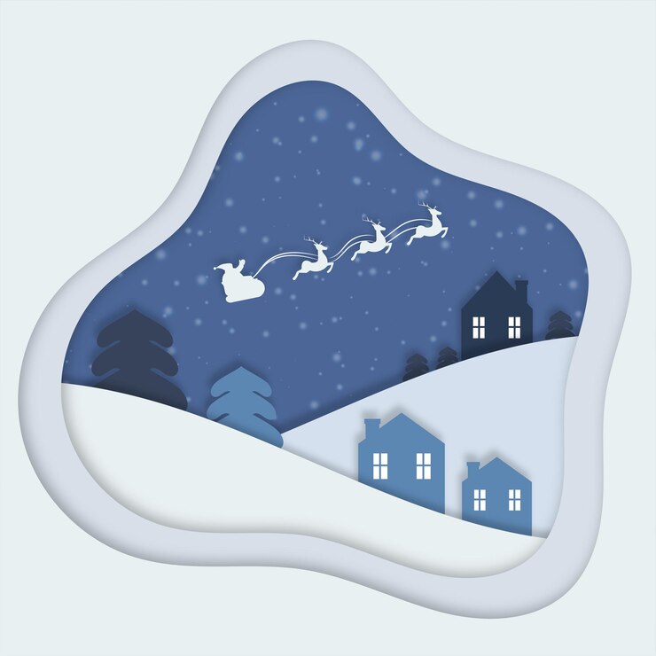 Ilustración de Navidad de estilo de corte de papel
