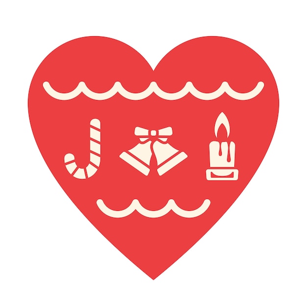 Ilustración navideña en forma de corazón