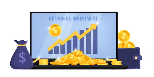 Ilustración de negocio de retorno de inversión o crecimiento de ingresos