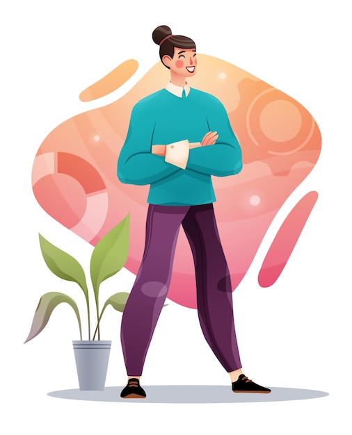 Ilustración de negocios de un empresario exitoso confiado Concepto de liderazgo