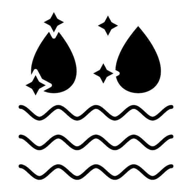 Ilustración negra sólida del glifo del agua limpia