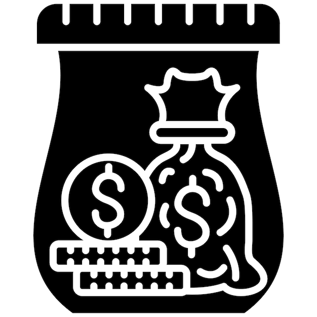 Ilustración negra sólida del glifo de ahorro