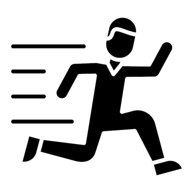 Ilustración negra sólida del glifo de atletismo