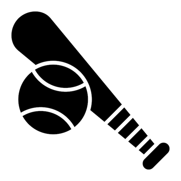 Ilustración negra sólida del glifo de béisbol