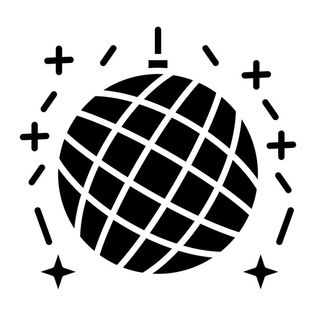 Ilustración negra sólida del glifo de la bola de discoteca