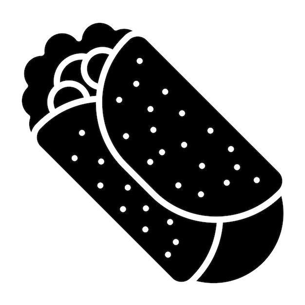 Ilustración negra sólida del glifo del burrito