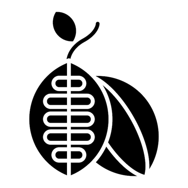 Ilustración negra sólida del glifo del cacao