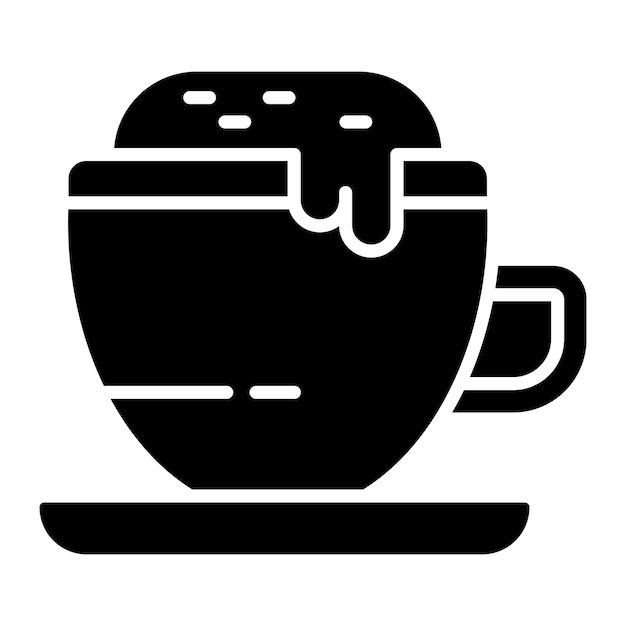 Ilustración negra sólida del glifo de capuchino