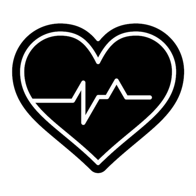 Ilustración negra sólida del glifo cardio