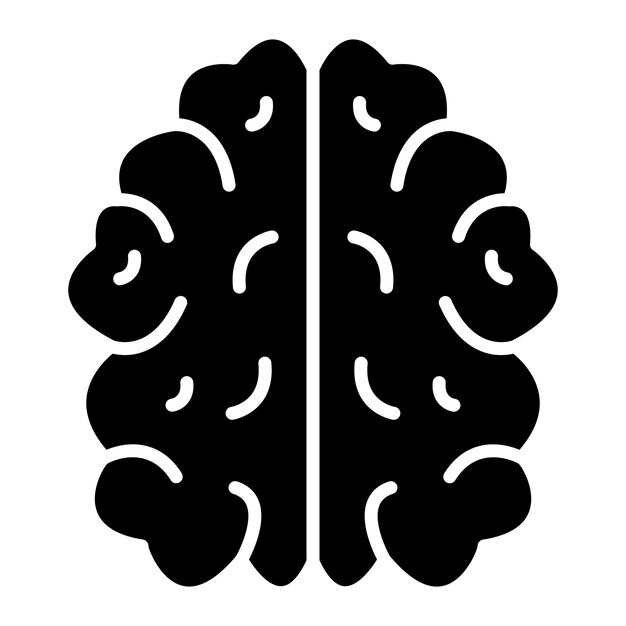 Ilustración negra sólida del glifo del cerebro