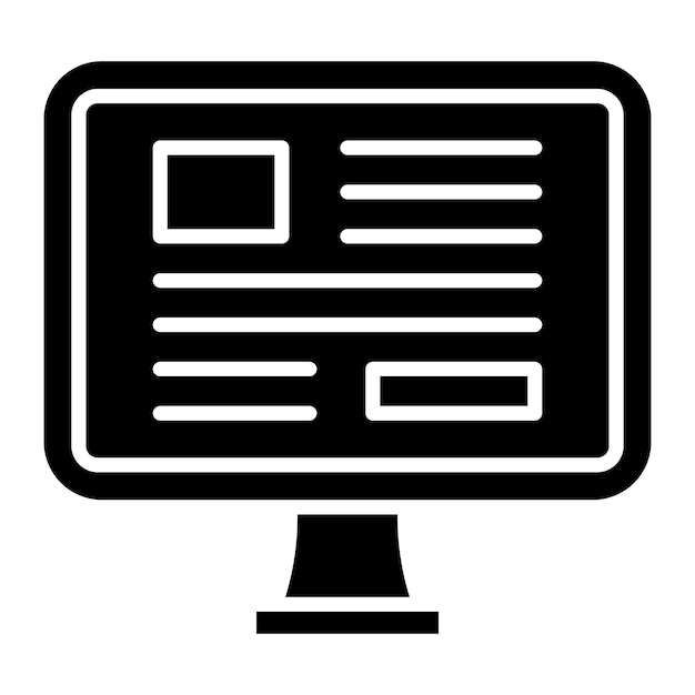 Ilustración negra sólida del glifo de computadora