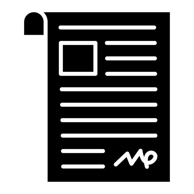 Ilustración negra sólida del glifo del contrato
