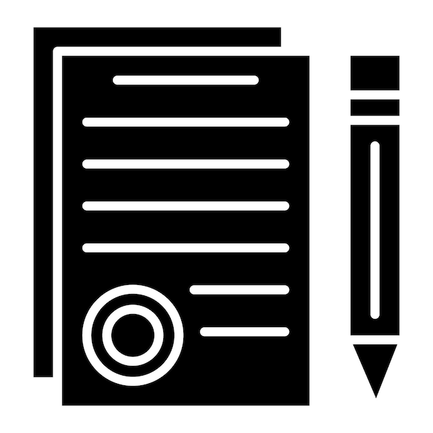 Ilustración negra sólida del glifo del contrato