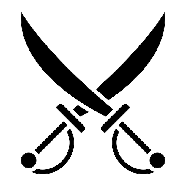 Ilustración negra sólida del glifo del cuchillo pirata