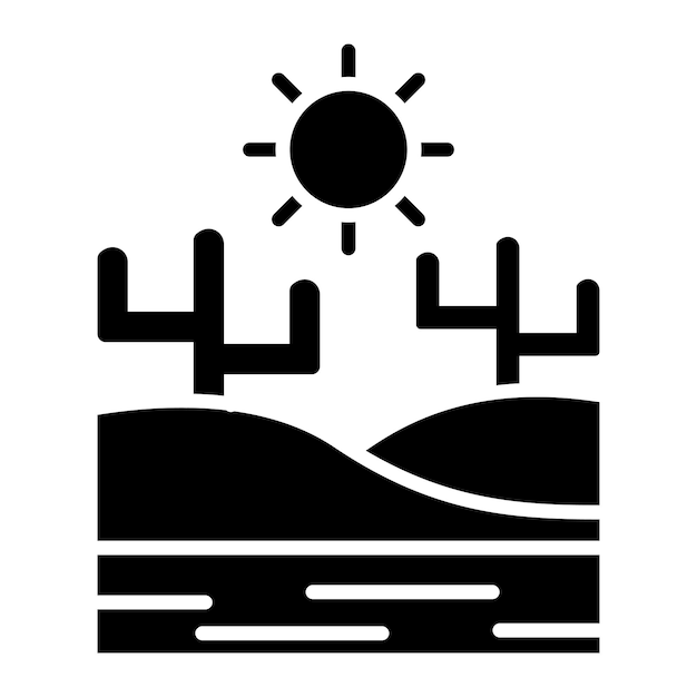 Ilustración negra sólida del glifo del desierto