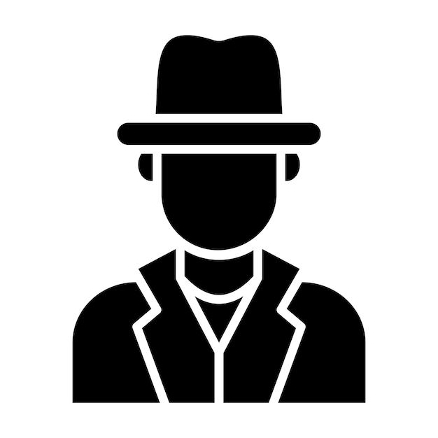 Ilustración negra sólida del glifo detective