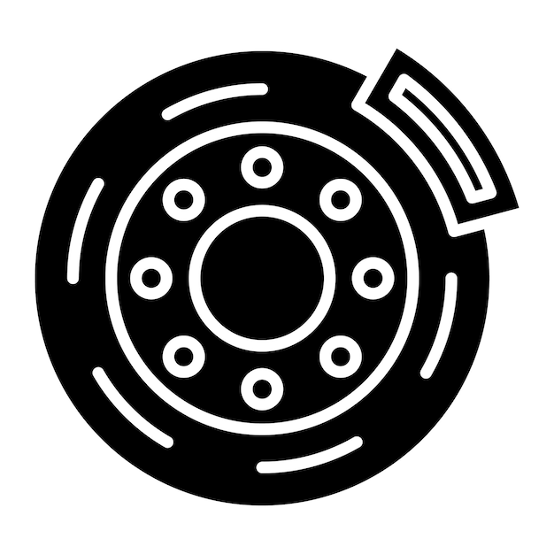 Vector ilustración negra sólida del glifo del disco de freno