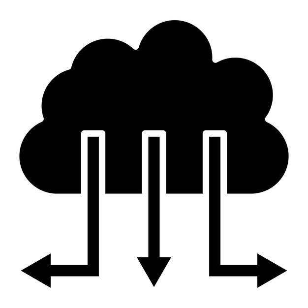 Ilustración negra sólida del glifo de la distribución de las nubes