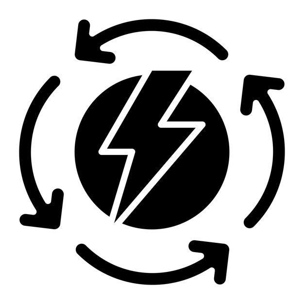 Ilustración negra sólida del glifo de electricidad