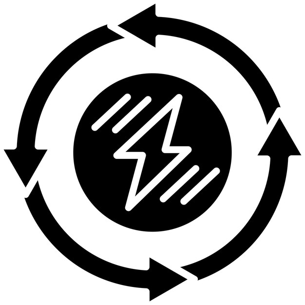 Ilustración negra sólida del glifo de energía renovable
