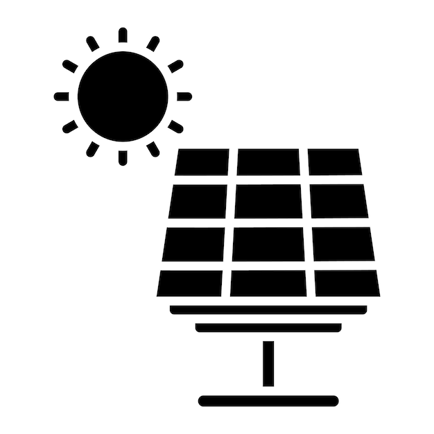 Ilustración negra sólida del glifo de energía solar