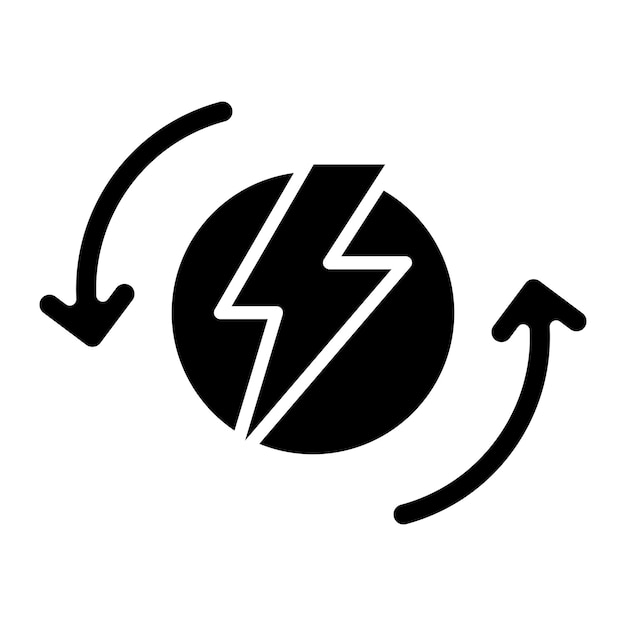 Ilustración negra sólida del glifo de energía