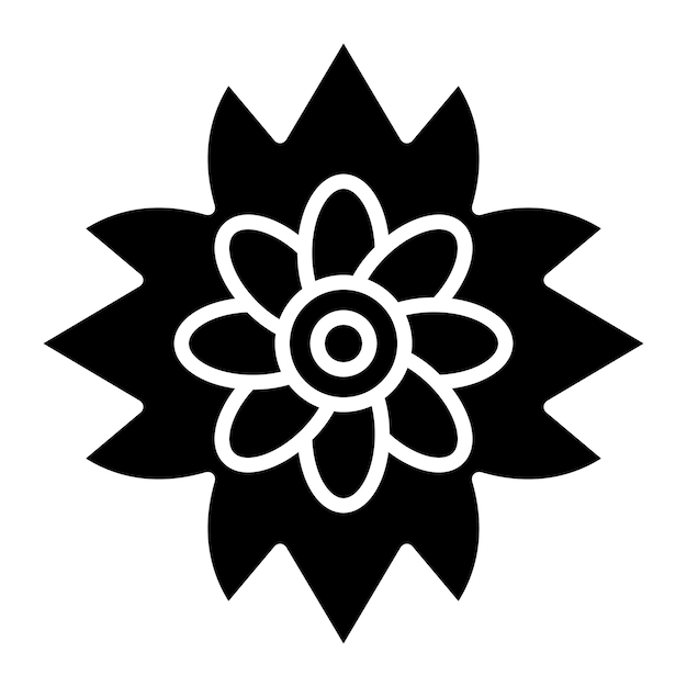 Ilustración negra sólida del glifo de la flor
