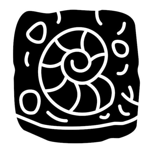 Ilustración negra sólida de glifo fósil